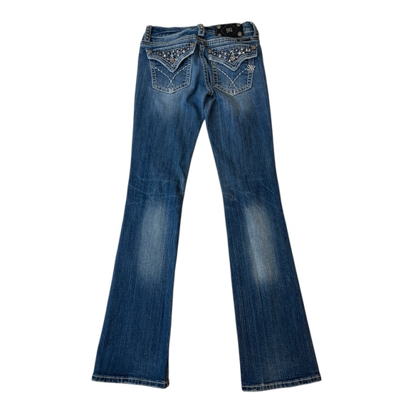 Miss Me Bling Rhinestone Pocket Western Cowgirl Blue Denim Jeans Women’s size 27 - Picture 1 of 13